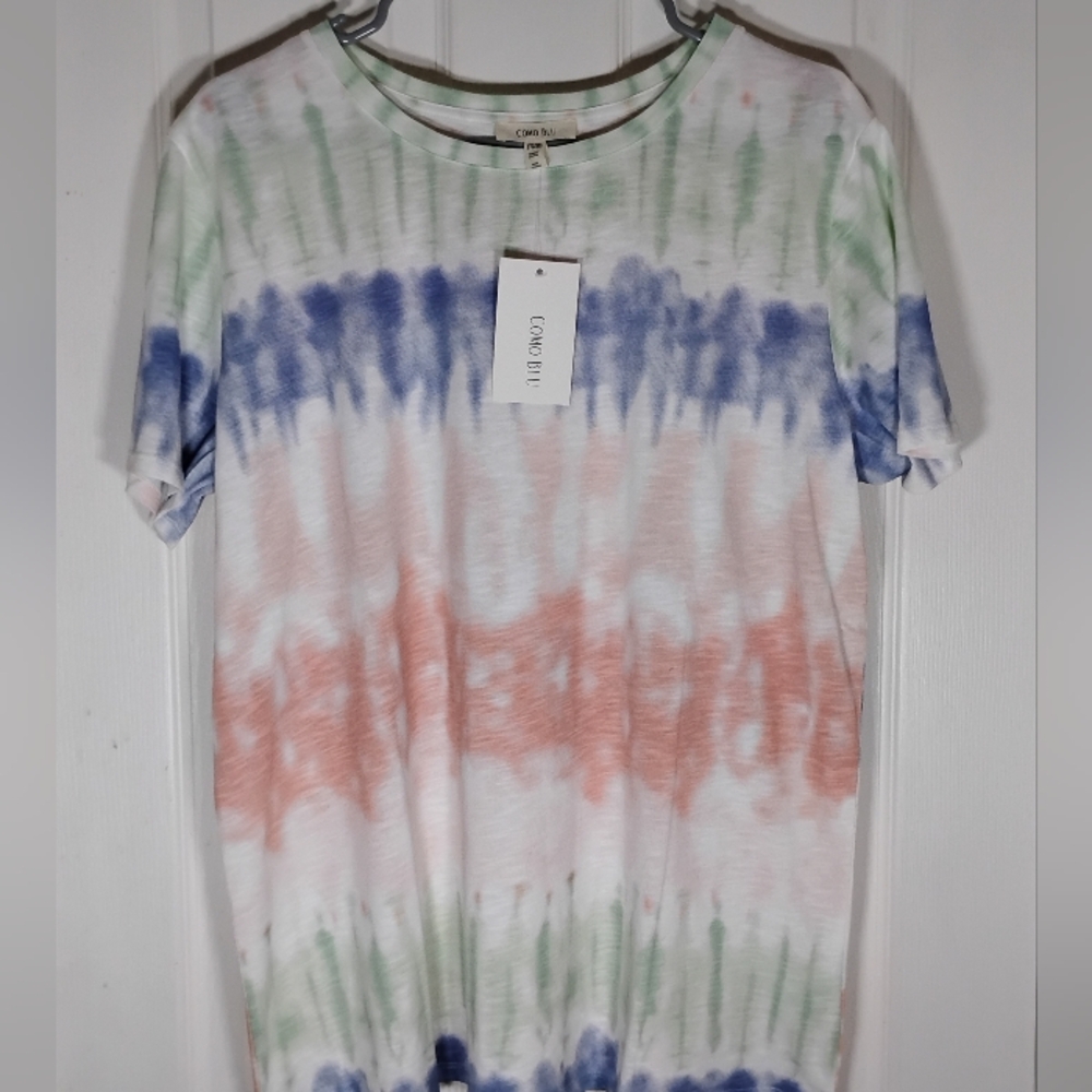 Tie Dye Short Sleeve T-shirt Como Blu XXL